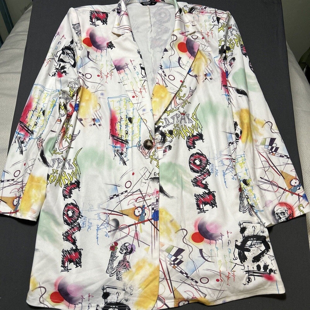 Women Printed Long Sleeve Jacket, Casual, Night Out, cosplay, coat blazer